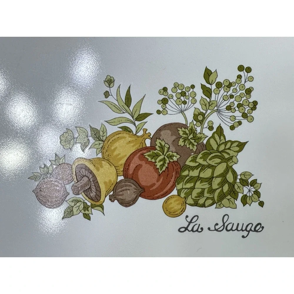 VINTAGE CORNING WARE LA SAUGE SPICE OF LIFE COUNTER SAVER CUTTING BOARD MUSHROOM